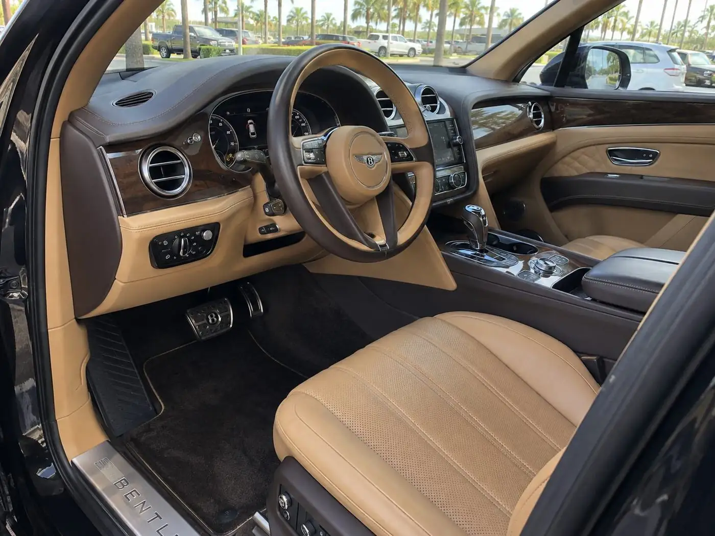 Clean tan leather seats after an interior detail